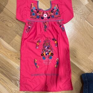 Embroidered Pink Kids Dress